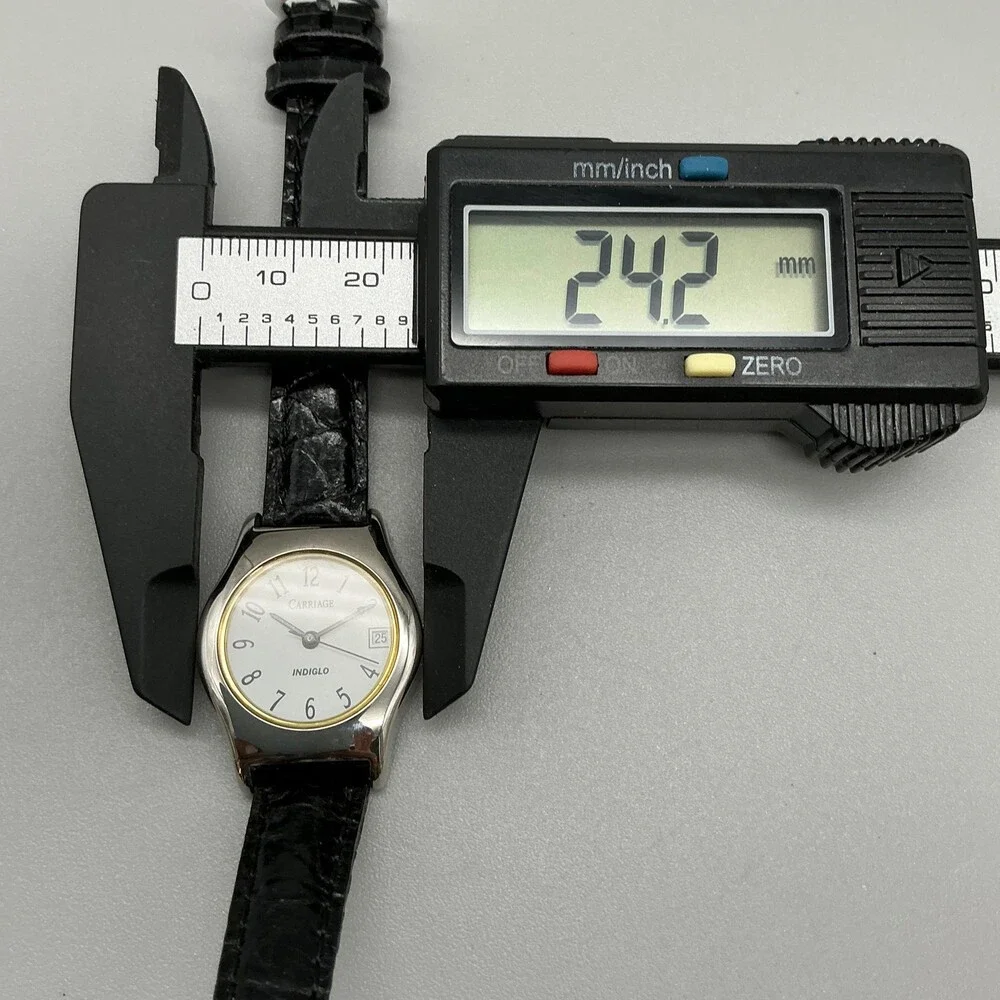 Carriage By Timex Womens Watch 24mm Black Leather Indiglo Date New Battery